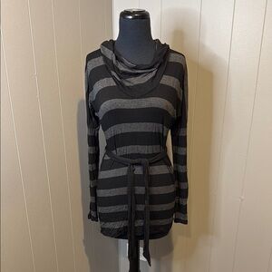 White House Black Market Women’s Small Striped Tunic Waist Tie Stretch